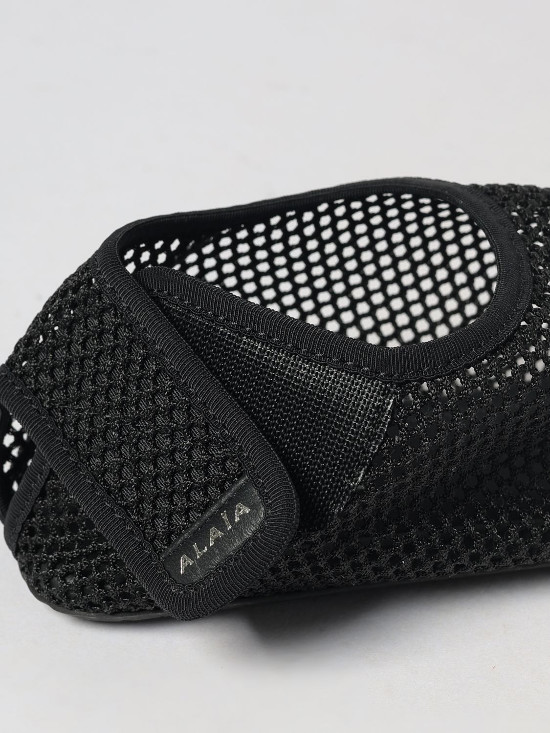AlaiA Women Alaia Mesh Nylon Low-Heeled Sandals With Perforated Design And Hook-And-Loop Closure ALAIA