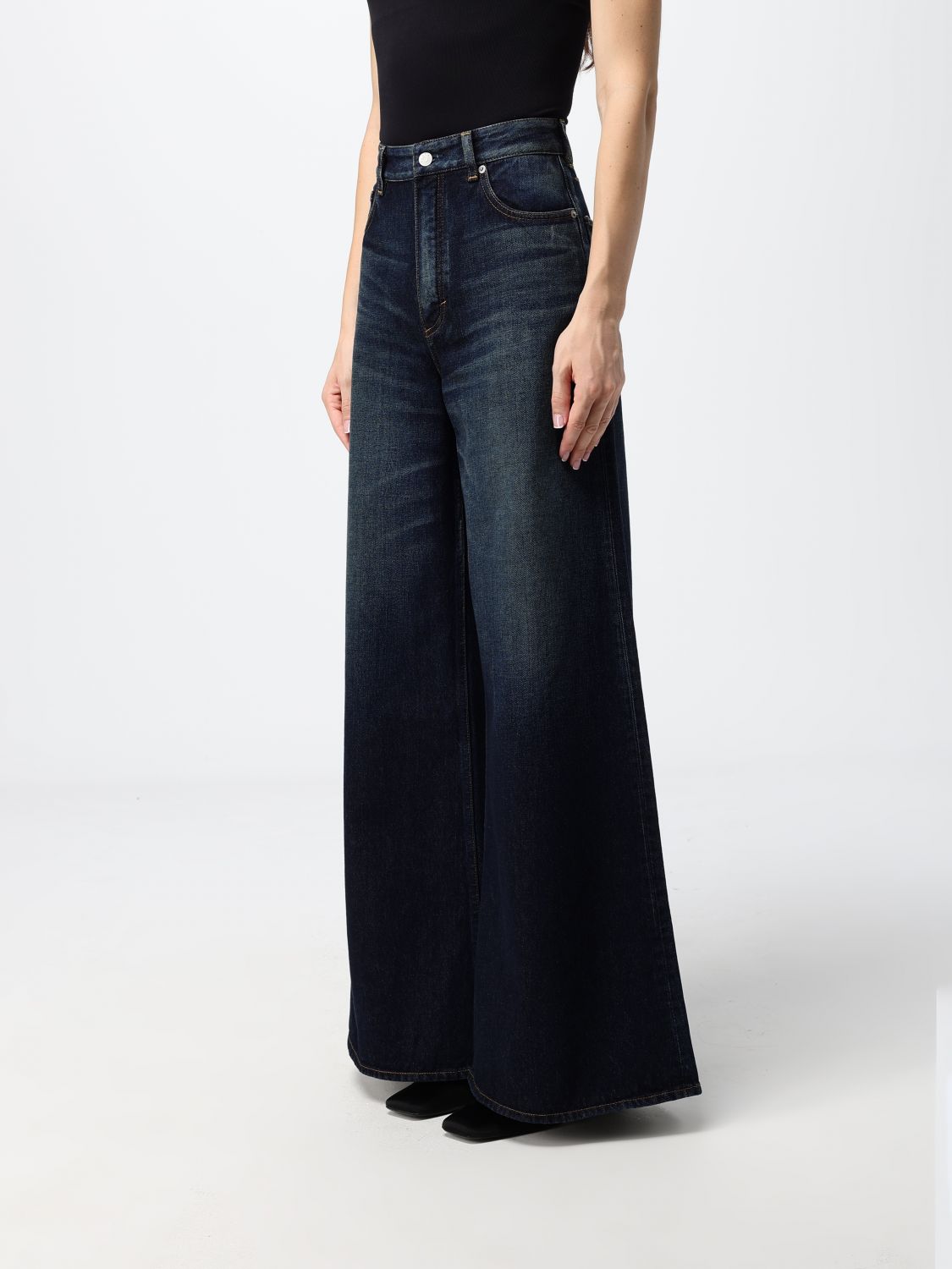 AlaiA Women Alaia High-Waisted Flared Cotton Denim Jeans ALAIA