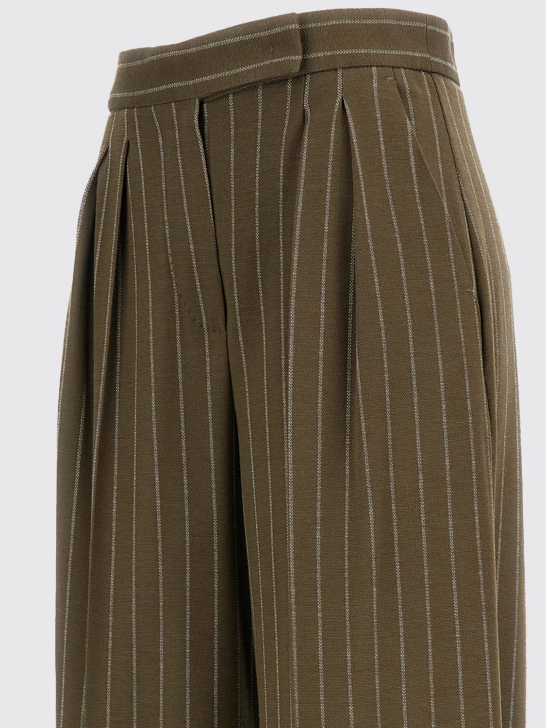 Max Mara Women Rio High-Waisted Pinstripe Wool-Blend Palazzo Trousers Max Mara MAX MARA