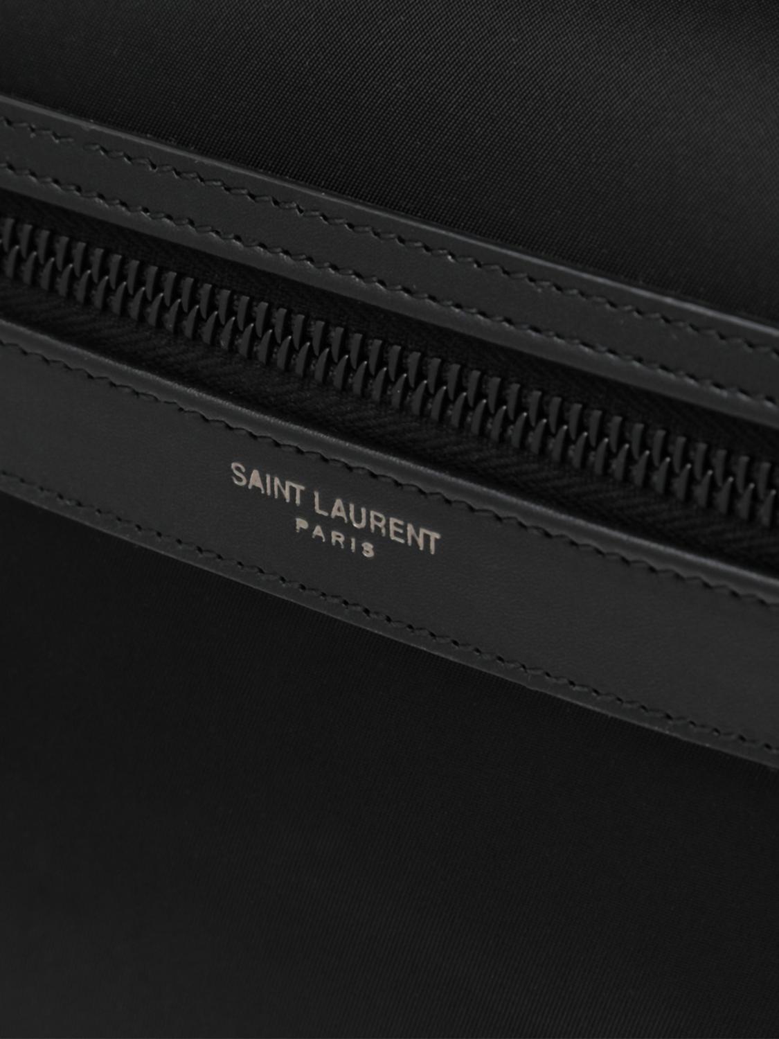 Saint Laurent Men City Backpack Saint Laurent In Nylon And Leather With Printed Lettering Logo SAINT LAURENT
