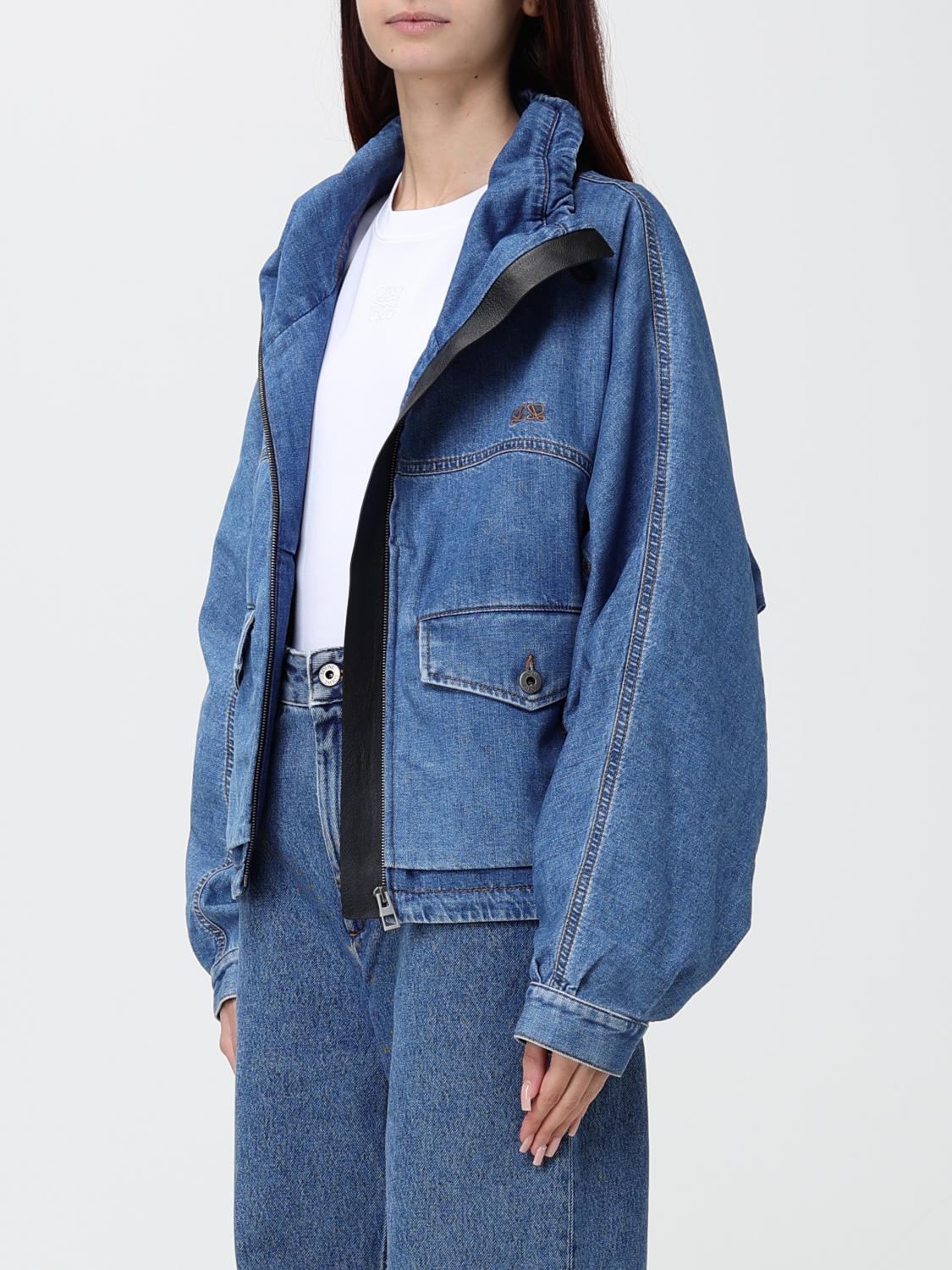 Loewe Women Loewe Short Cotton Denim Jacket With High Neck And Zip Closure LOEWE