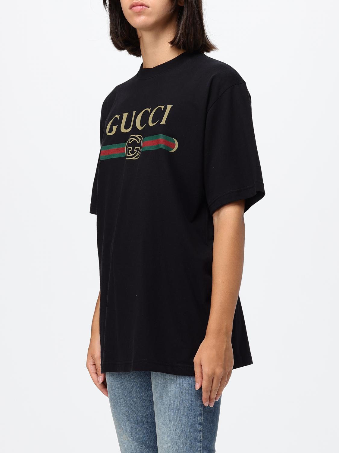 Gucci Women Gucci Relaxed Fit Web Logo Cotton And Silk T-Shirt GUCCI