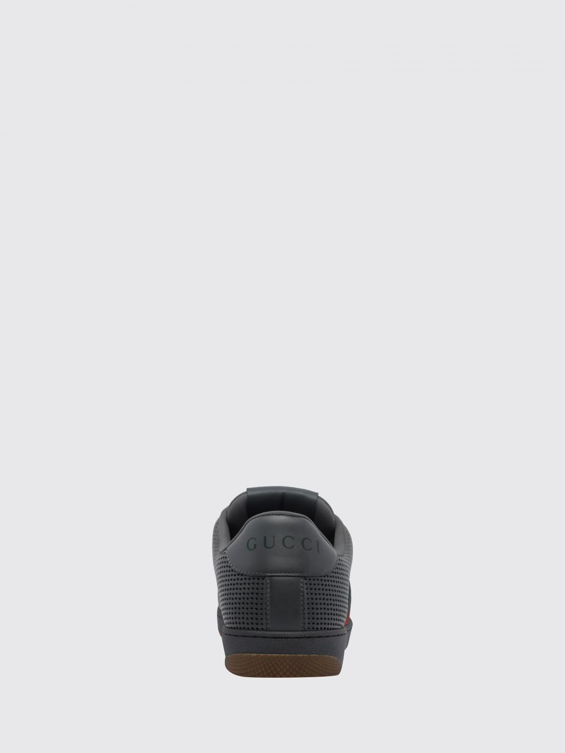 Gucci Men Screener Low-Top Leather Trainers Gucci With Bicolour Web Stripe Detail GUCCI