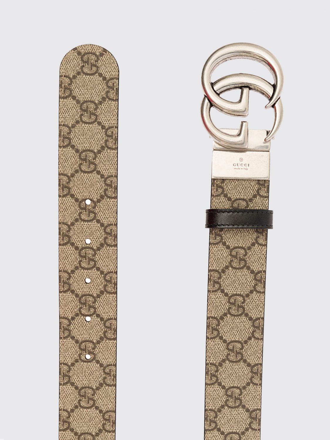 Gucci Men Coated Cotton Belt Gucci With Gg Monogram Buckle GUCCI
