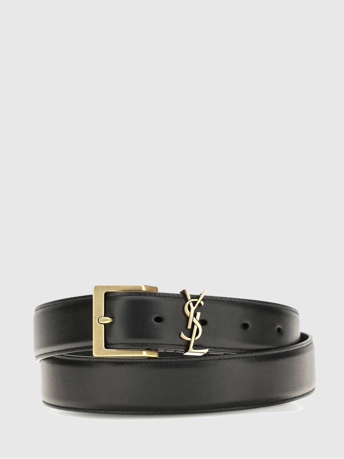 Saint Laurent Men Monogram Buckle Belt Saint Laurent In Smooth Calf Leather SAINT LAURENT
