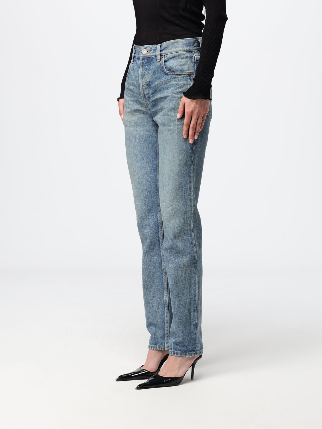 Saint Laurent Women Mid-Rise Skinny Jeans Saint Laurent In Blue Cotton Denim With Five Pockets SAINT LAURENT