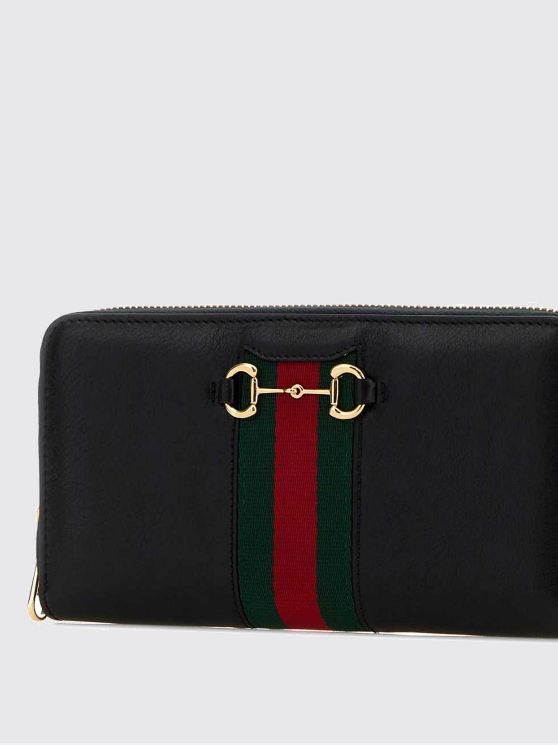 Gucci Women Gucci Horsebit Web Continental Calfskin Zip Wallet GUCCI