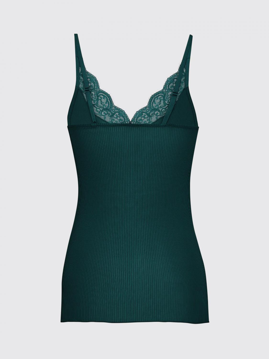 Saint Laurent Women Ribbed Silk Knit Top Saint Laurent With Lace Inserts SAINT LAURENT