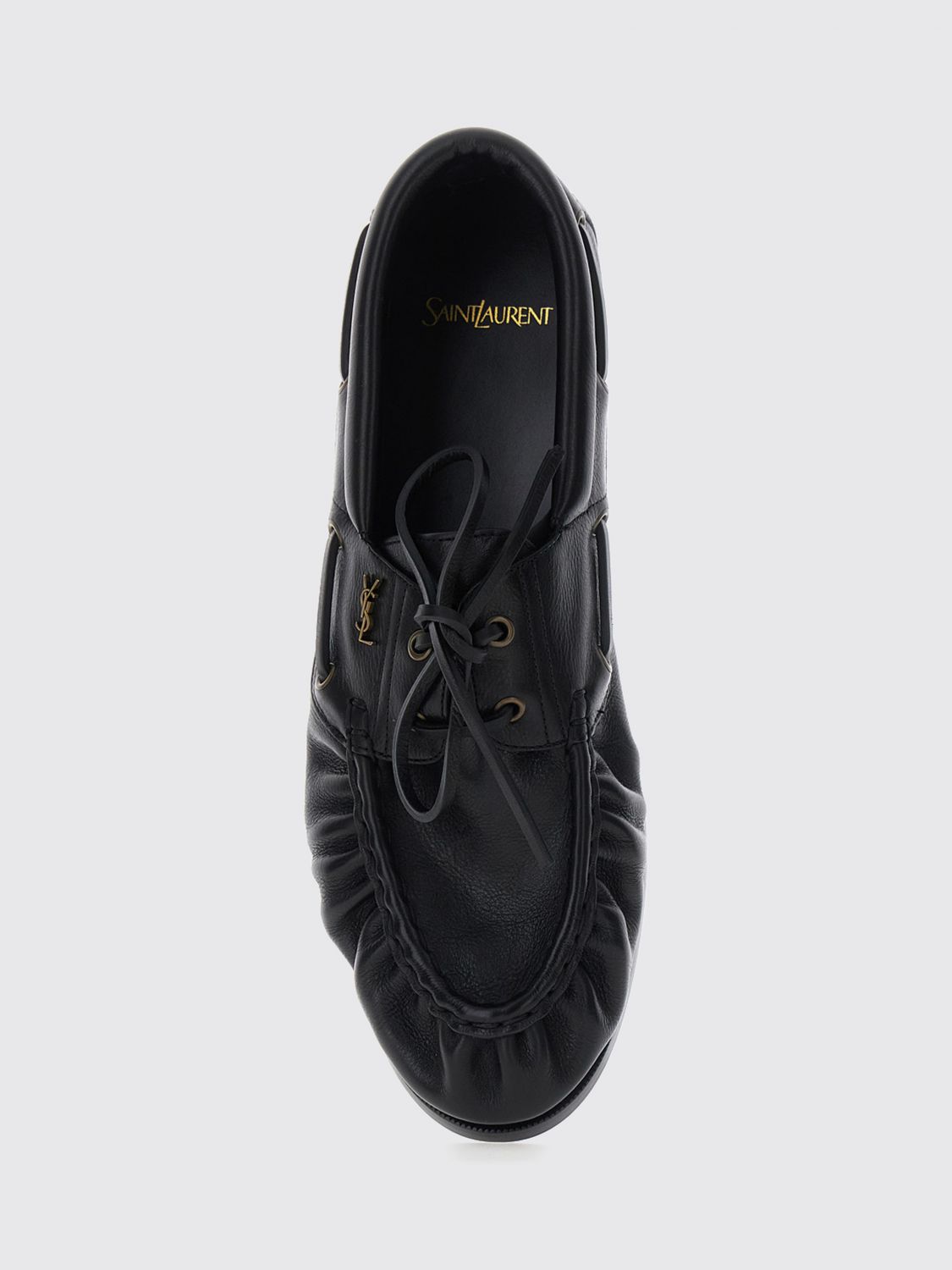 Saint Laurent Men Le Loafer Bateau Leather Boat Shoes Saint Laurent With Ysl Monogram