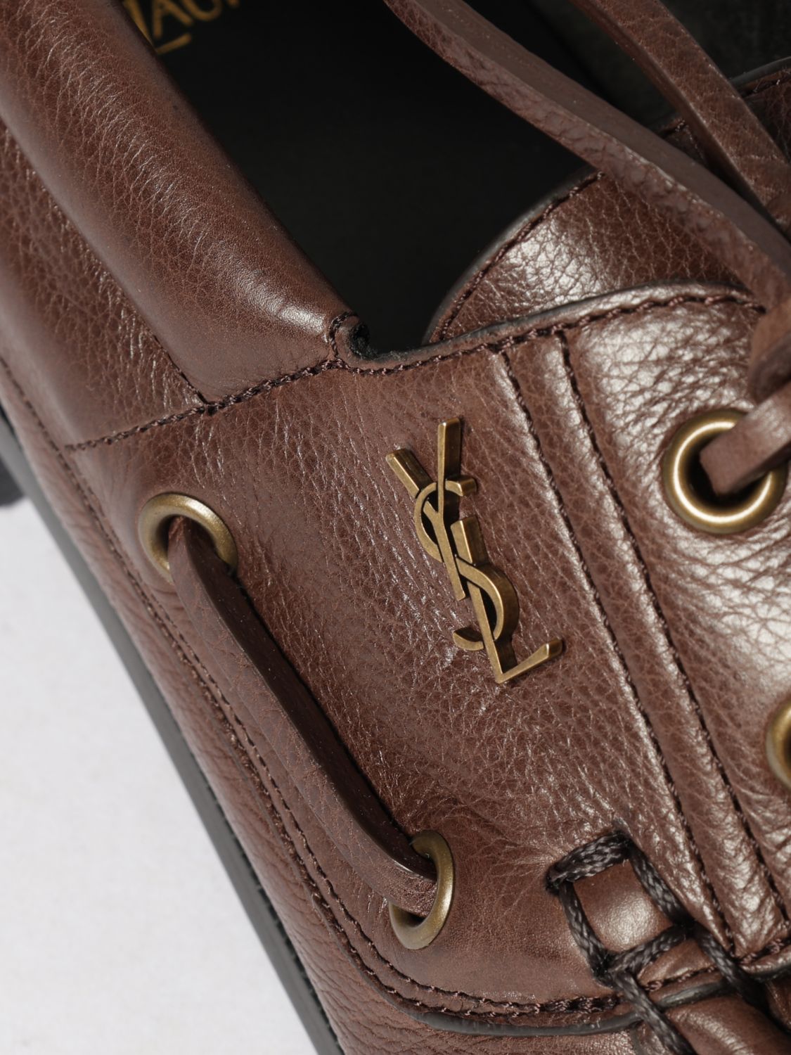 Saint Laurent Men Le Loafer Bateau Leather Boat Shoes Saint Laurent With Ysl Monogram SAINT LAURENT