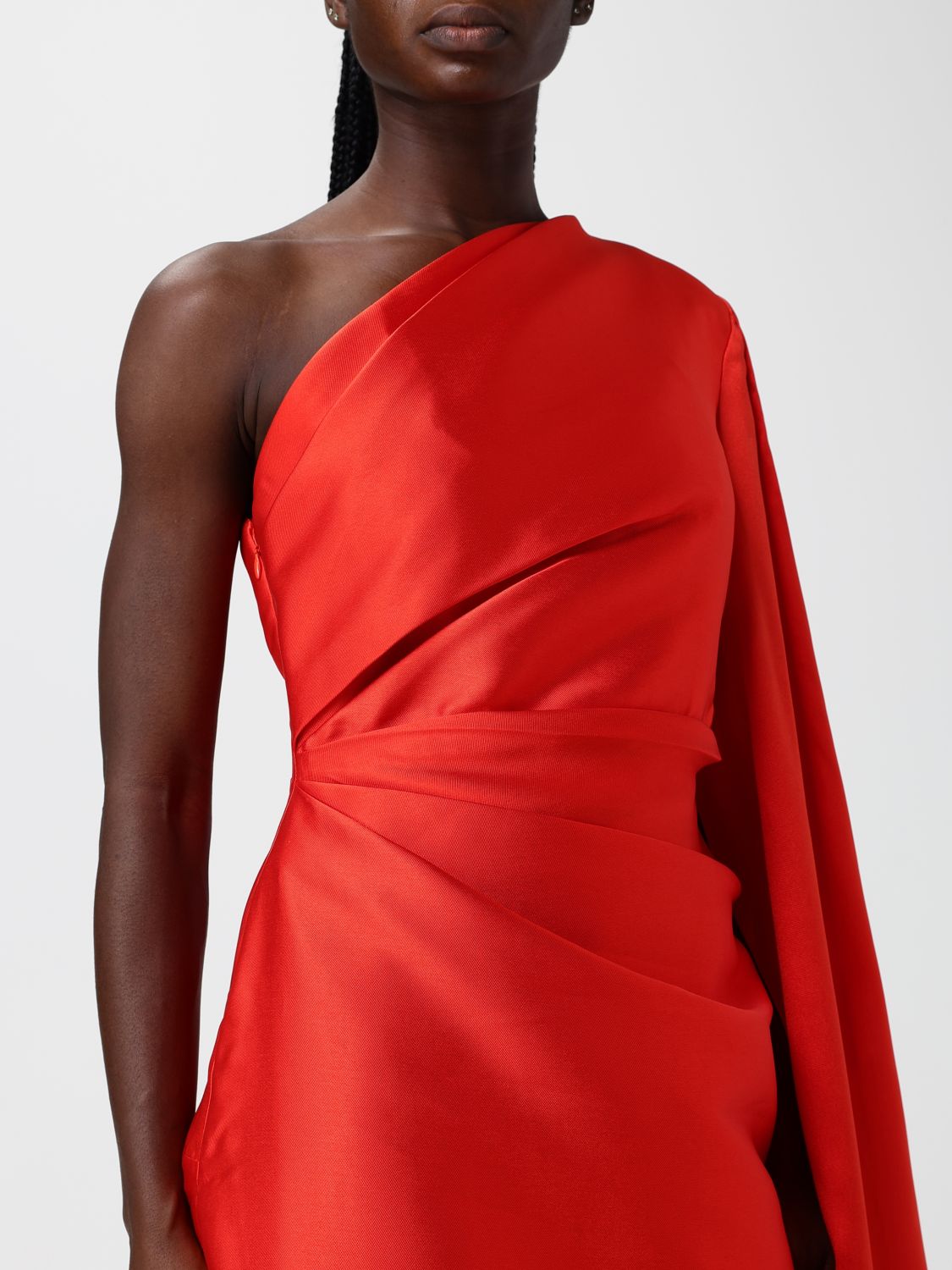 Solace London Women Solace London One-Shoulder Long Satin Gown With Draped Waist SOLACE LONDON