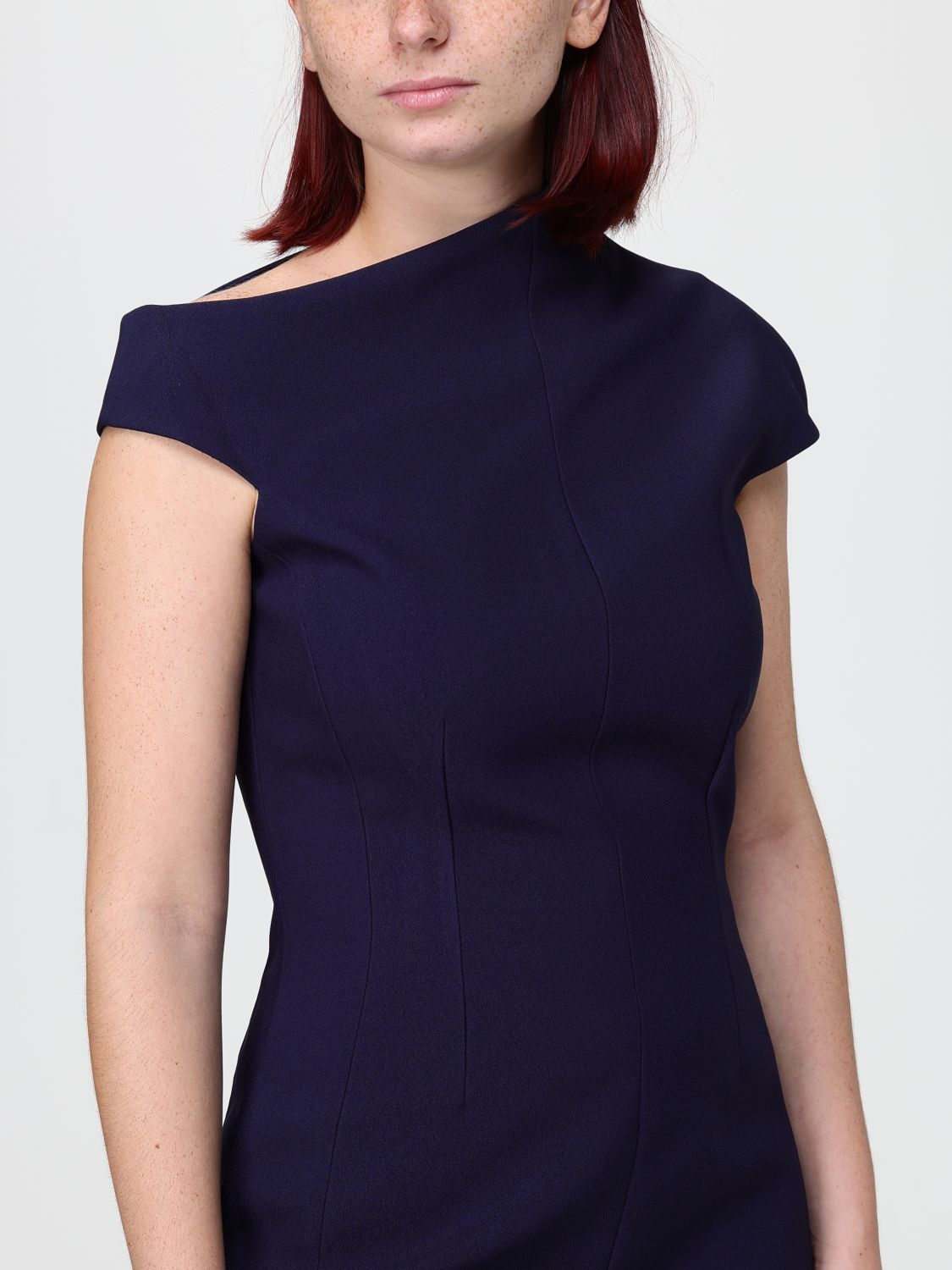 Solace London Women Long Cri�Pe Sheath Gown Solace London With An Asymmetrical Neckline SOLACE LONDON