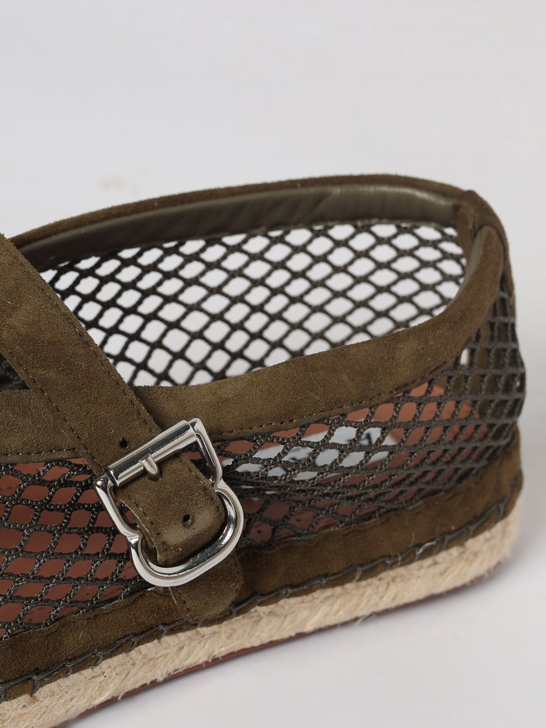 AlaiA Women Alaia Perforated Suede Mary Jane Espadrilles With Jute Sole ALAIA