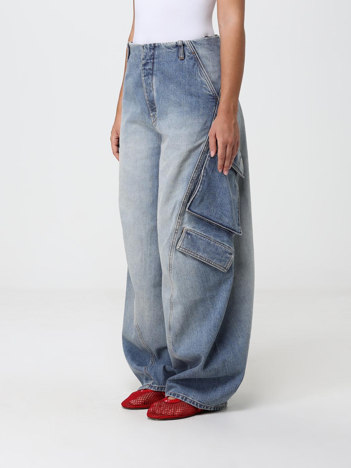 AlaiA Women Alaia Mid-Rise Wide-Leg Cargo Jeans In Cotton Denim