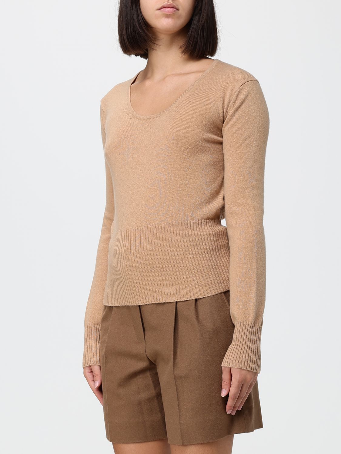 Max Mara Women Slim Fit Wool And Cashmere Crewneck Jumper Max Mara With Ribbed Trims MAX MARA