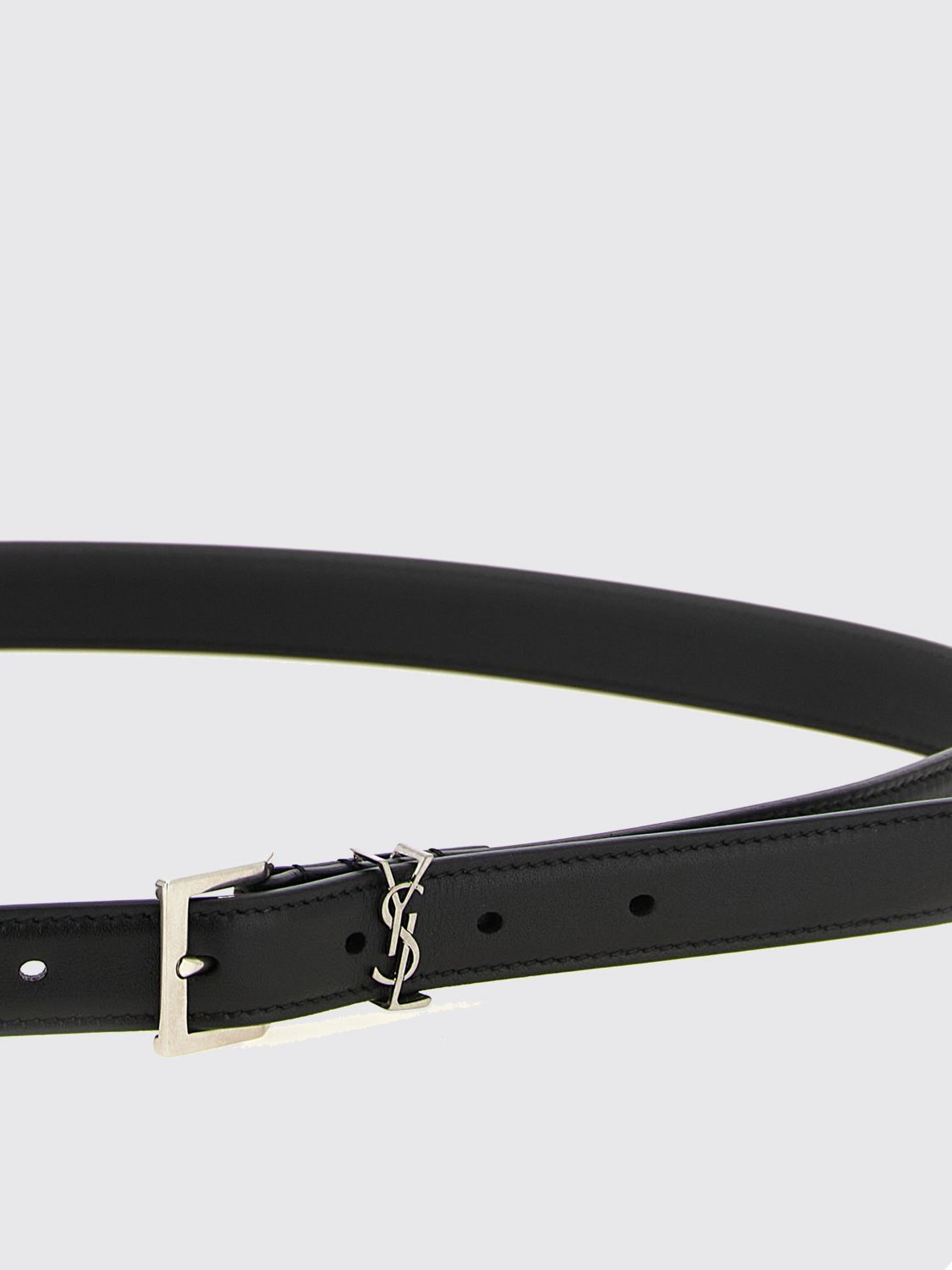 Saint Laurent Men Ysl Monogram Buckle Leather Belt Saint Laurent SAINT LAURENT