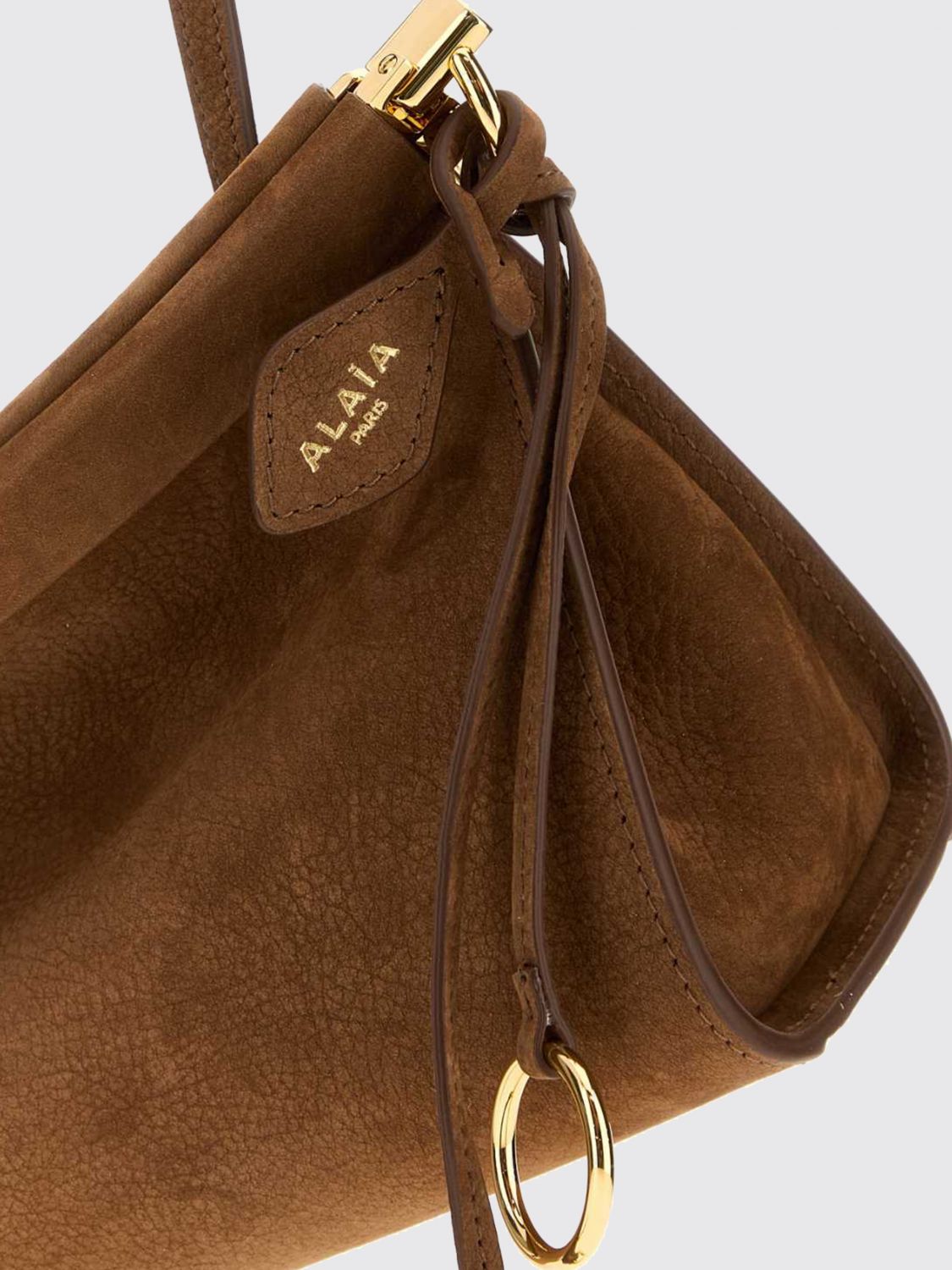 AlaiA Women Alaia Le Click East West Suede Calfskin Shoulder Bag ALAIA