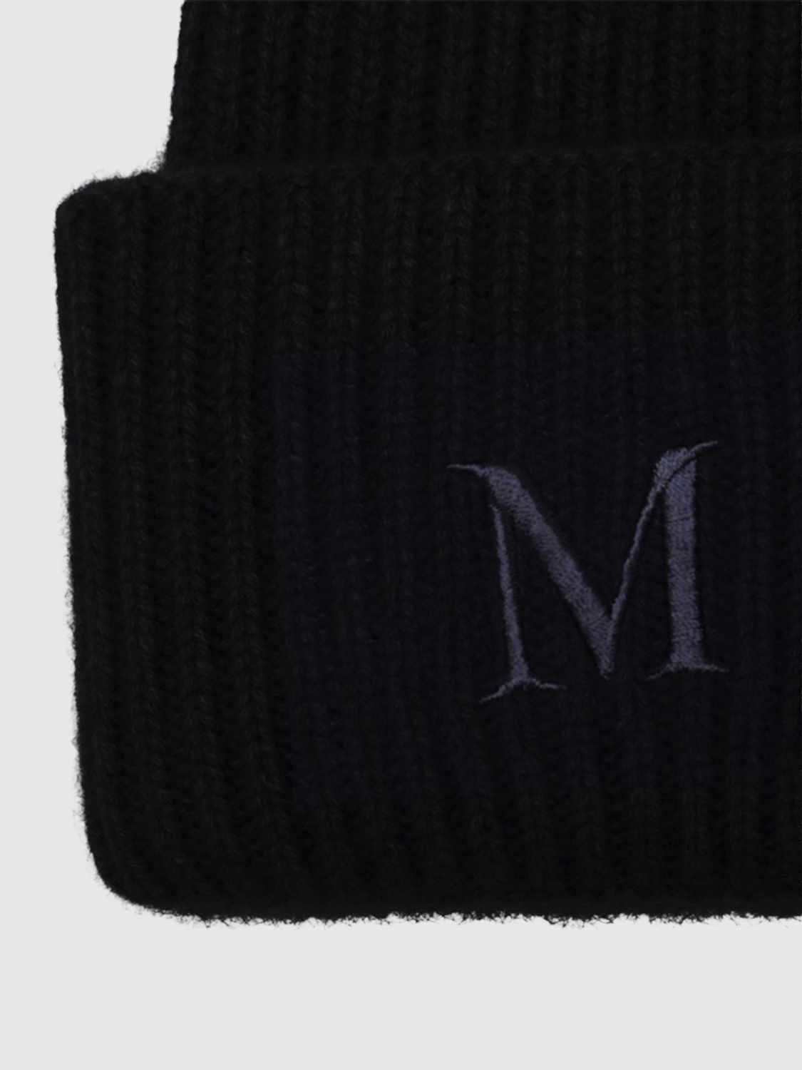 Max Mara Women Max Mara Ribbed Wool Beanie Hat With Jacquard Logo And Cuff MAX MARA