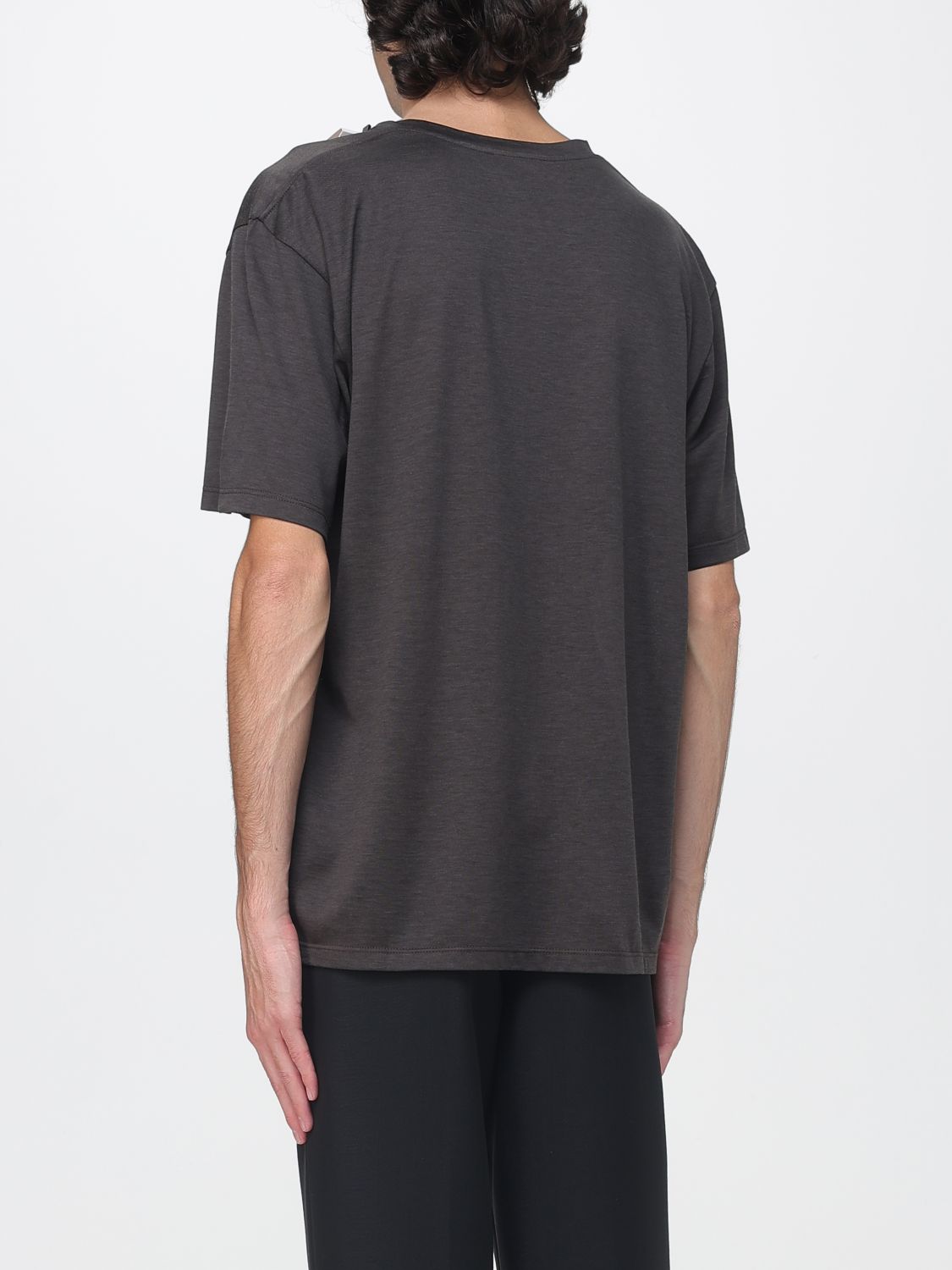 Saint Laurent Men Relaxed Fit Cotton And Silk T-Shirt Saint Laurent With Ysl Logo SAINT LAURENT