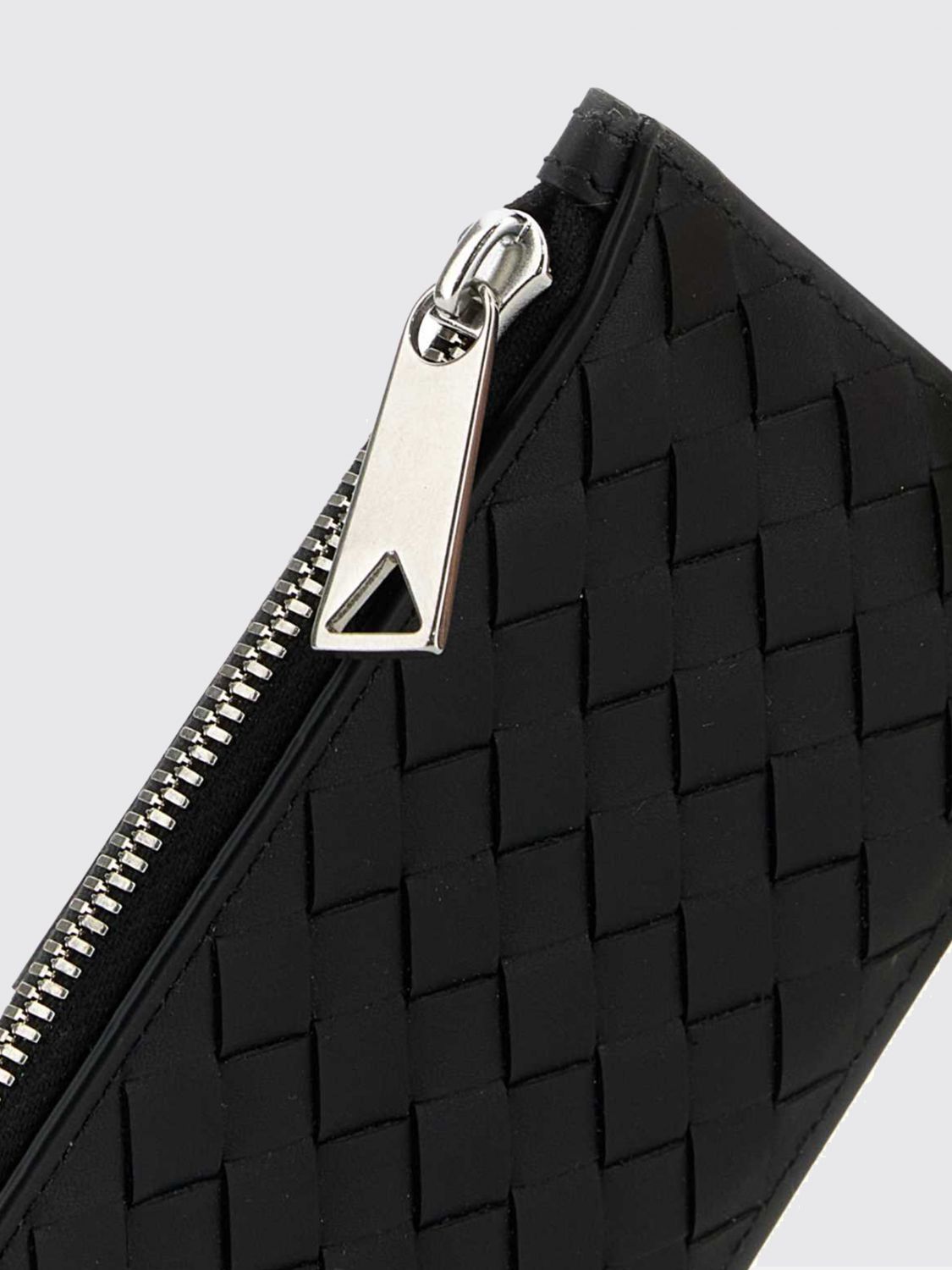 Bottega Veneta Men Bottega Veneta Intrecciato Leather Flat Card Holder With Zip Pocket BOTTEGA VENETA