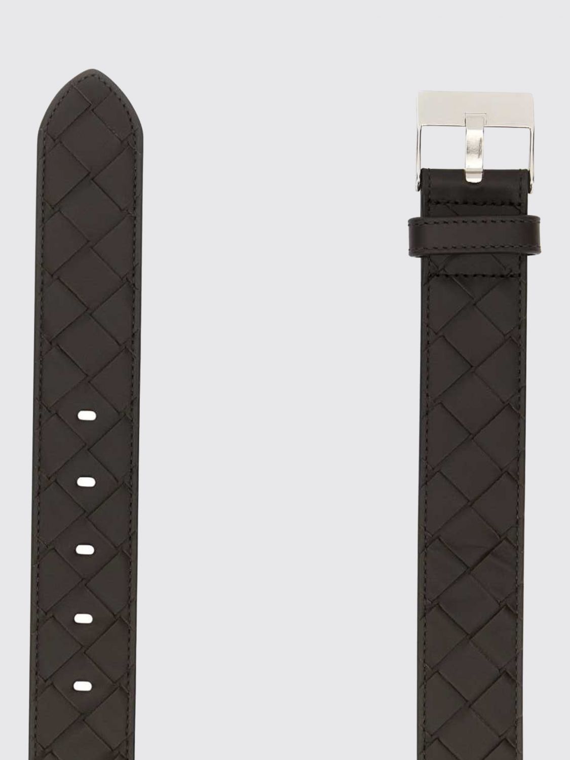 Bottega Veneta Men Bottega Veneta Intrecciato Design Leather Belt With Logo Buckle BOTTEGA VENETA