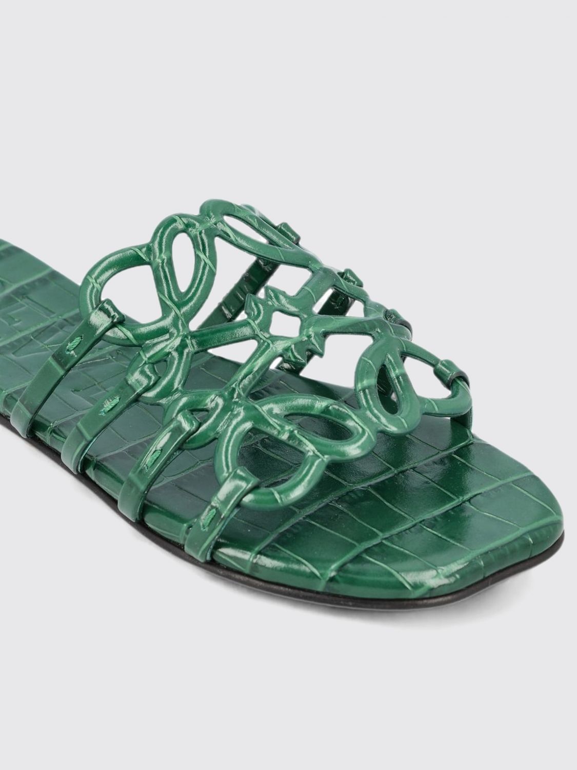 Loewe Women Anagram Petal Croc-Effect Leather Mule Sandals Loewe LOEWE