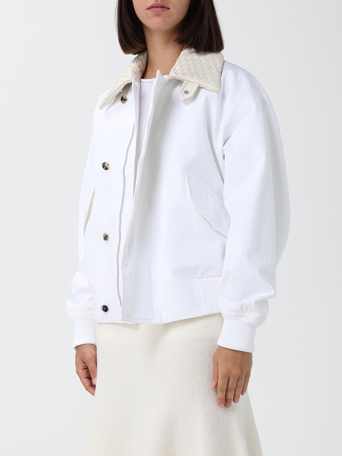 Bottega Veneta Women Bottega Veneta Cotton Shirt-Style Bomber Jacket With Fur Collar BOTTEGA VENETA