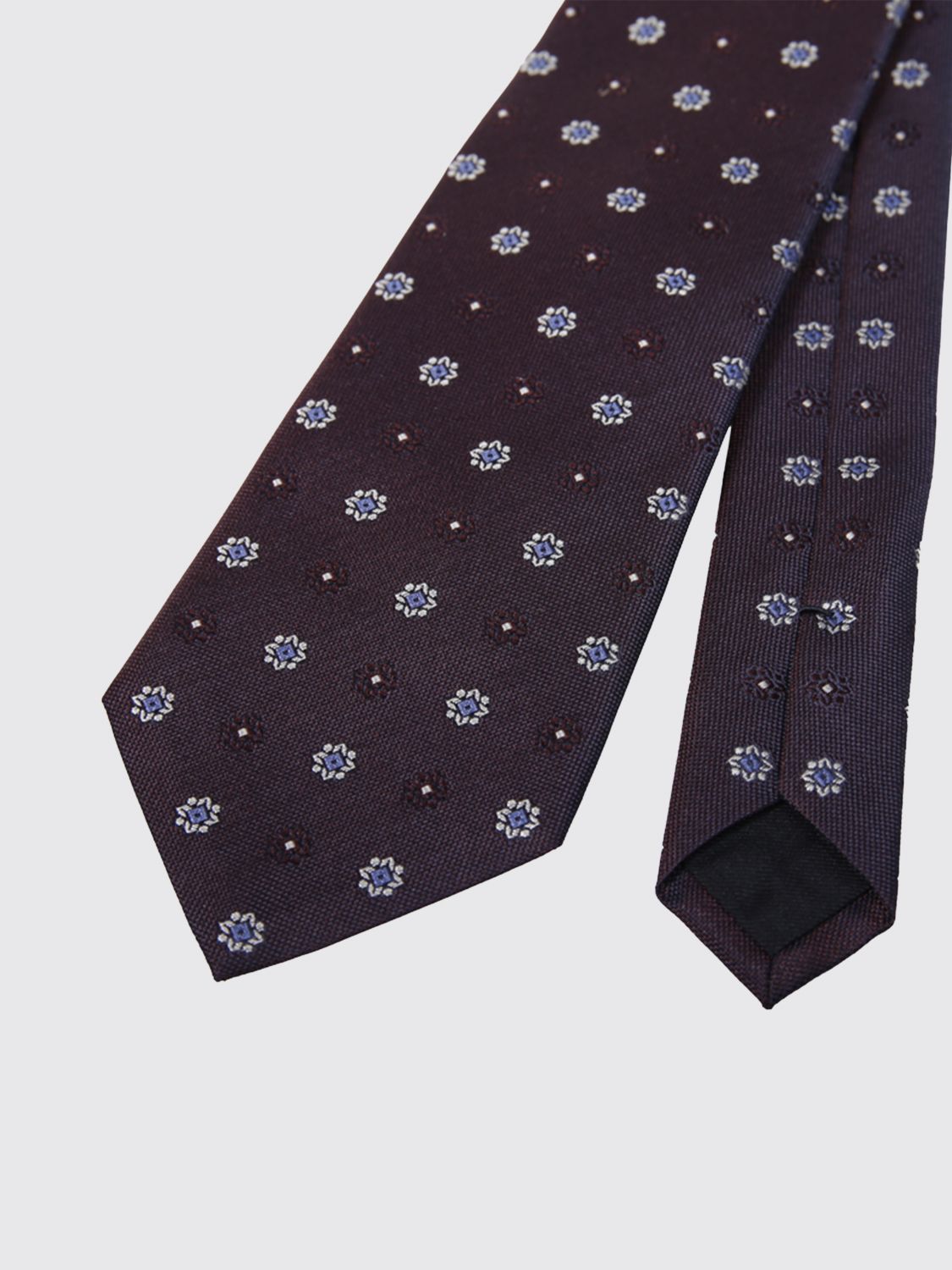 Saint Laurent Men Saint Laurent Pure Silk Tie With Contrasting Floral Embroidery SAINT LAURENT