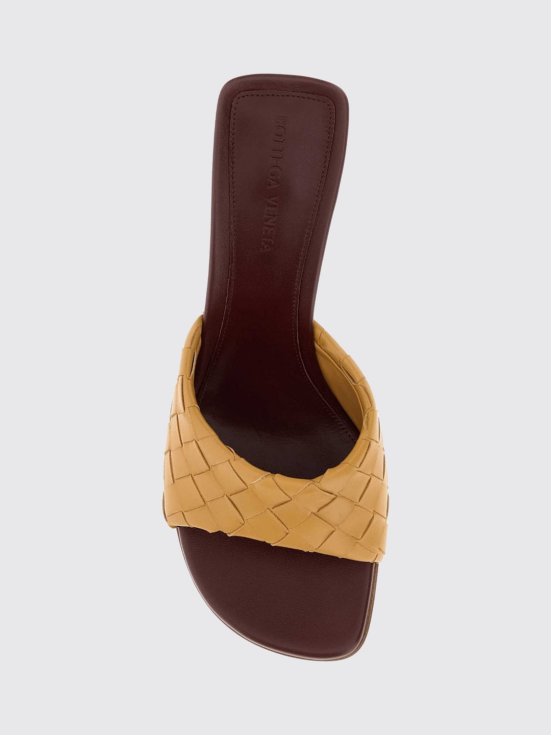 Bottega Veneta Women Bottega Veneta Livia Bicolor Woven Leather Mules With High Block Heel BOTTEGA VENETA