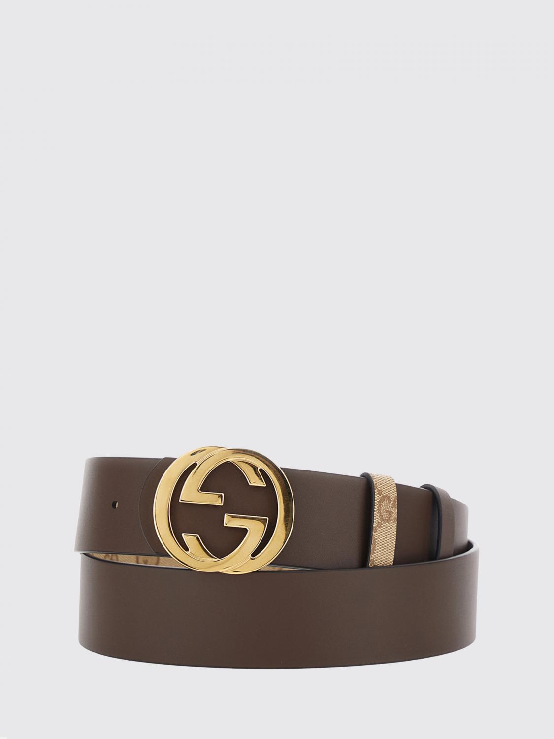 Gucci Men Gucci Reversible Leather And Cotton Blend Belt With Gg Monogram Buckle GUCCI
