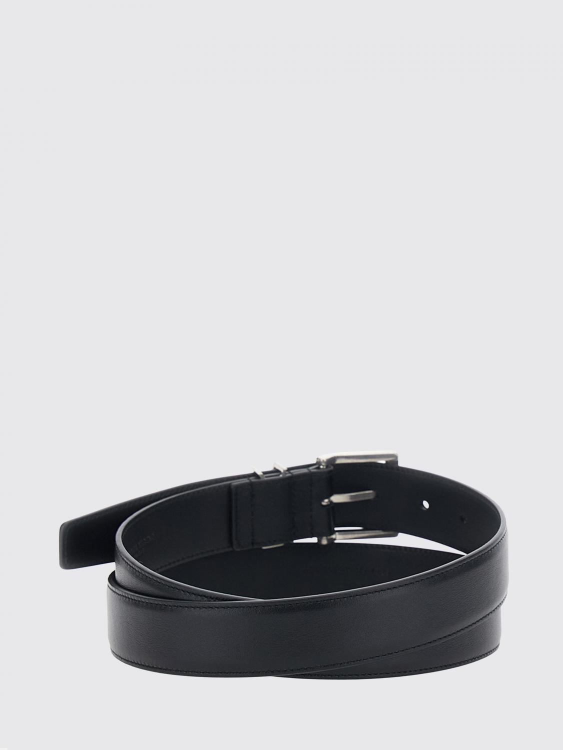 Saint Laurent Men Cassandre Calfskin Leather Belt Saint Laurent With Ysl Monogram Buckle SAINT LAURENT