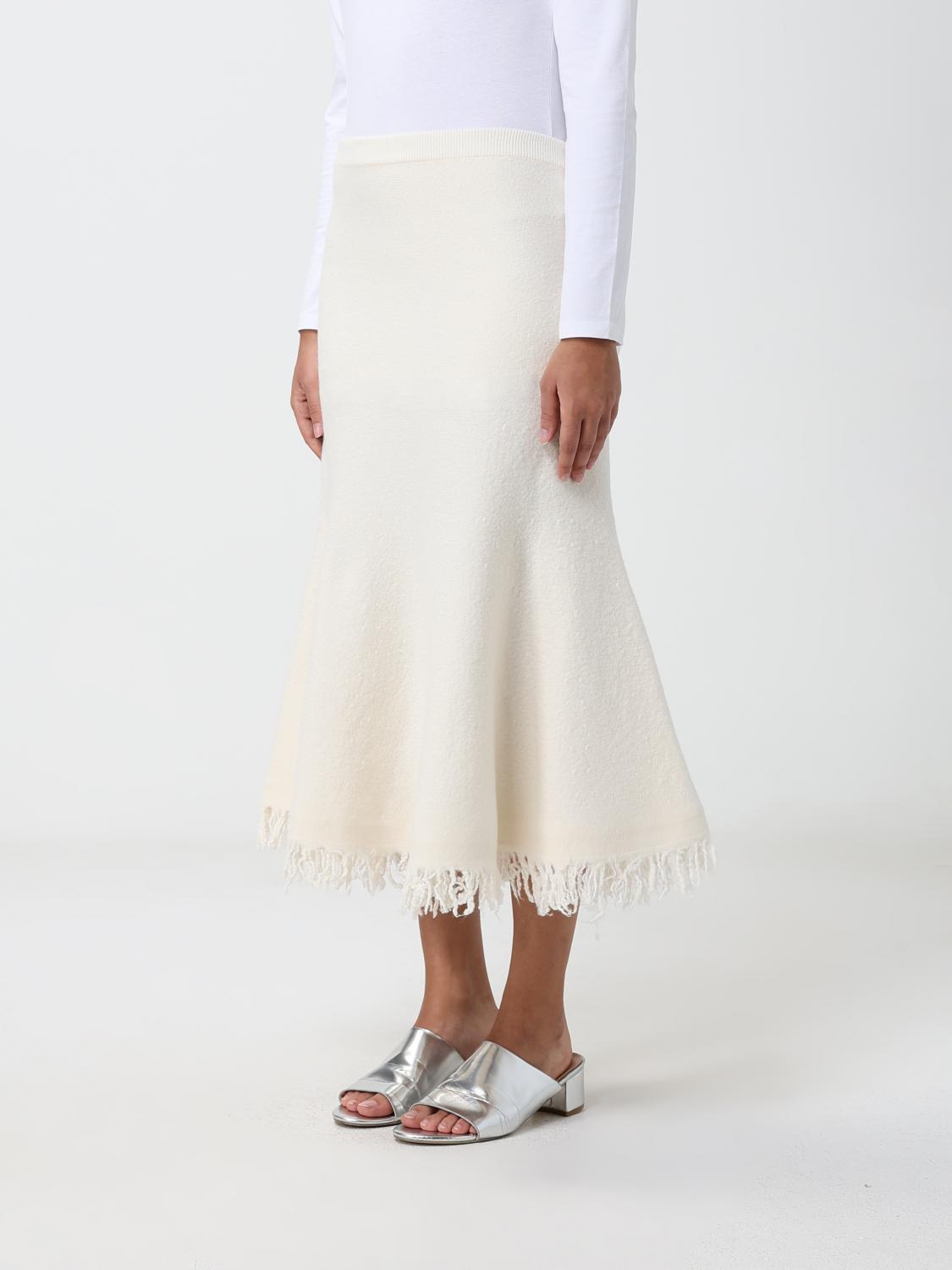 Bottega Veneta Women Flared Wool-Knit Midi Skirt Bottega Veneta With Fringed Hem BOTTEGA VENETA