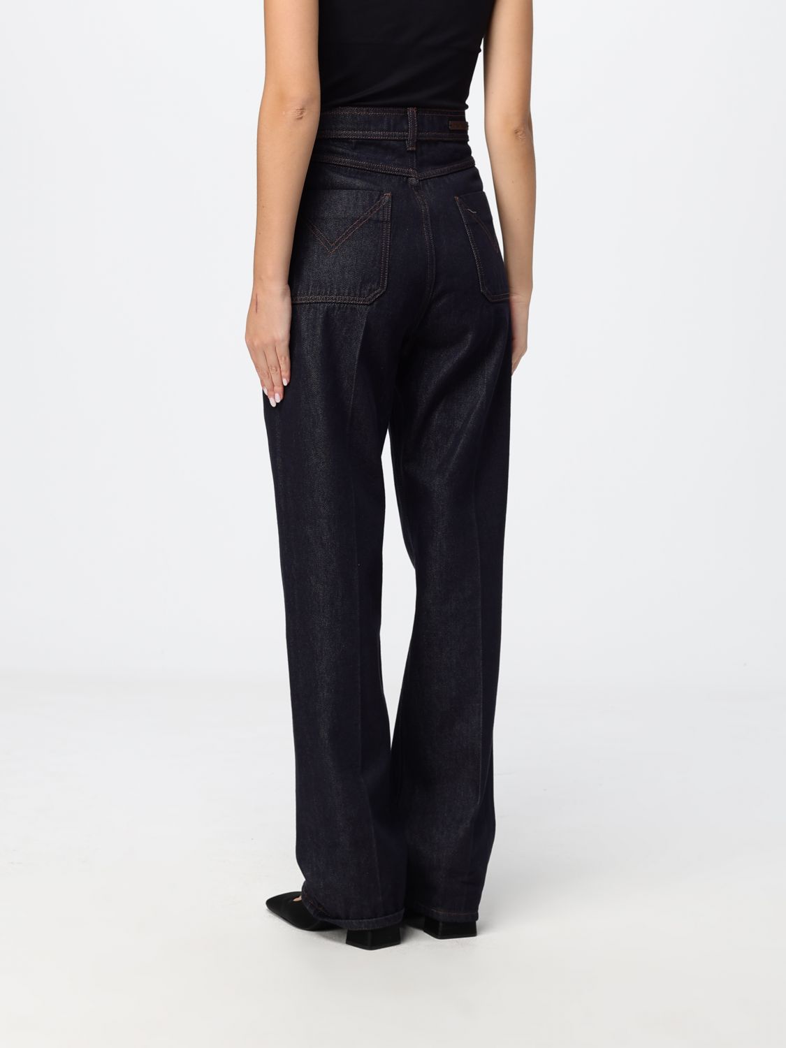 Max Mara Women Max Mara High-Waisted Straight Jeans In Blue Cotton Denim MAX MARA
