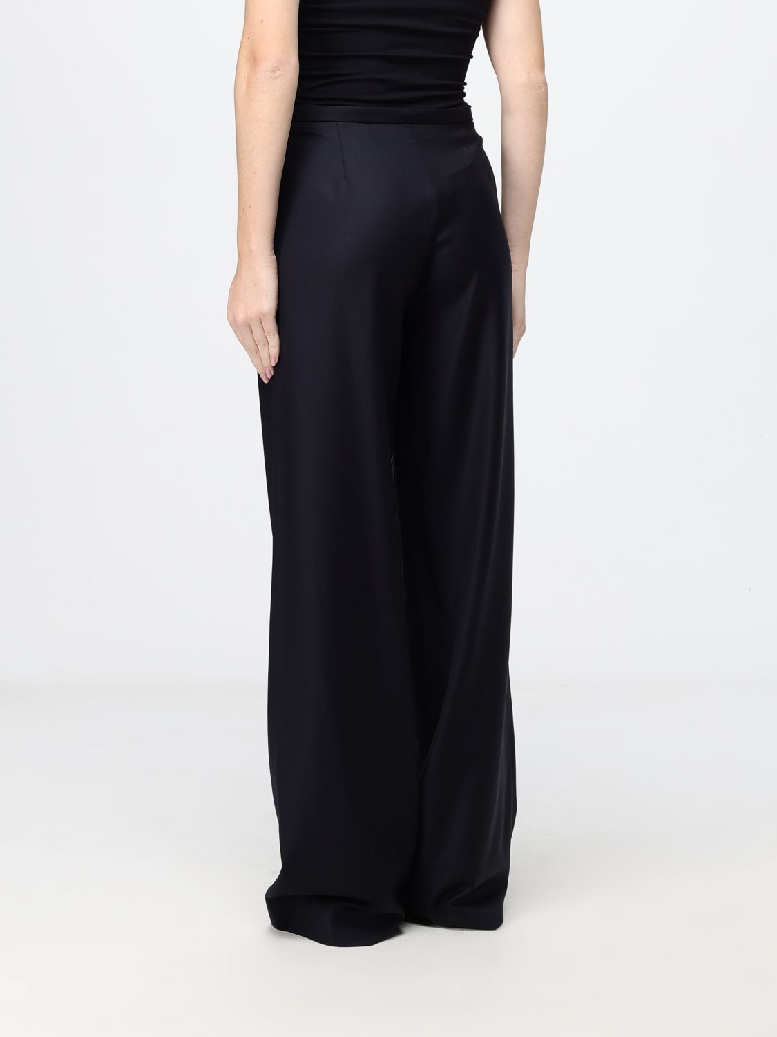 Gucci Women Flared Wool Tailored Trousers Gucci With Mid-Rise Waist And Off-Centre Closure GUCCI