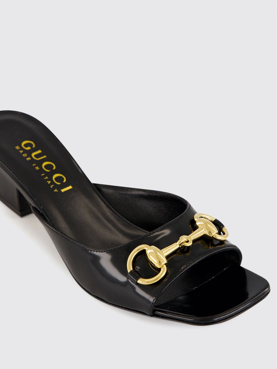 Gucci Women Signora Brushed Calfskin Mules Gucci With Horsebit Detail And Mid Heel GUCCI