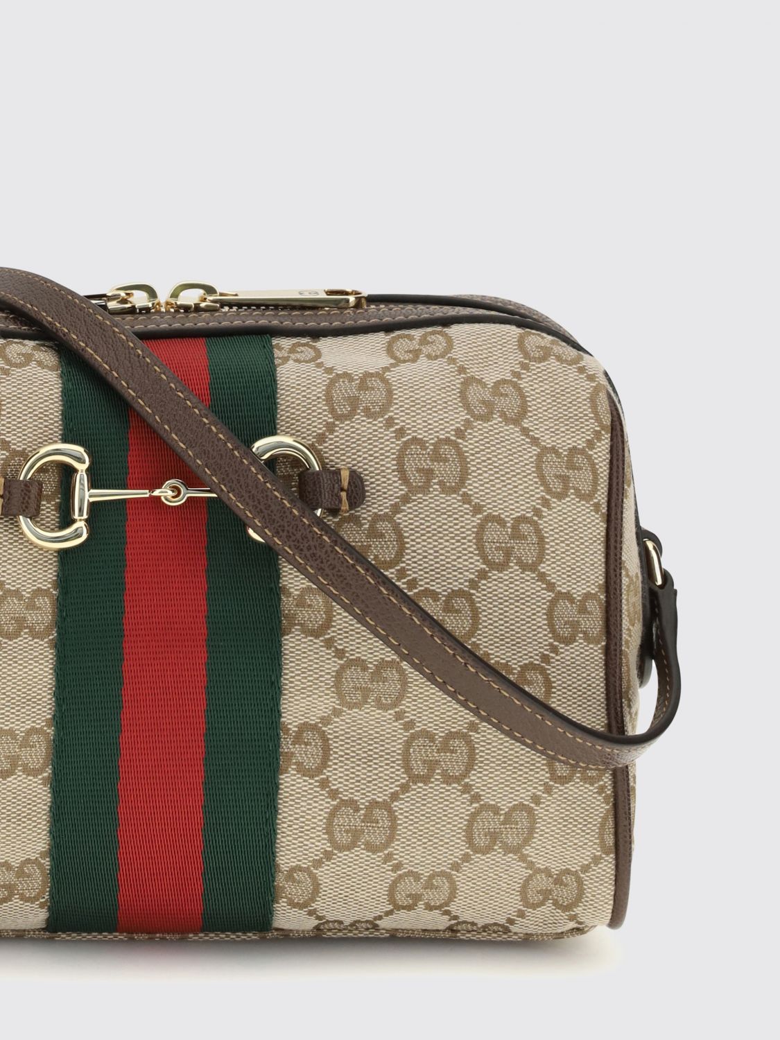 Gucci Women Gucci Horsebit Mini Crossbody Bag In Gg Supreme Fabric And Web Stripe GUCCI