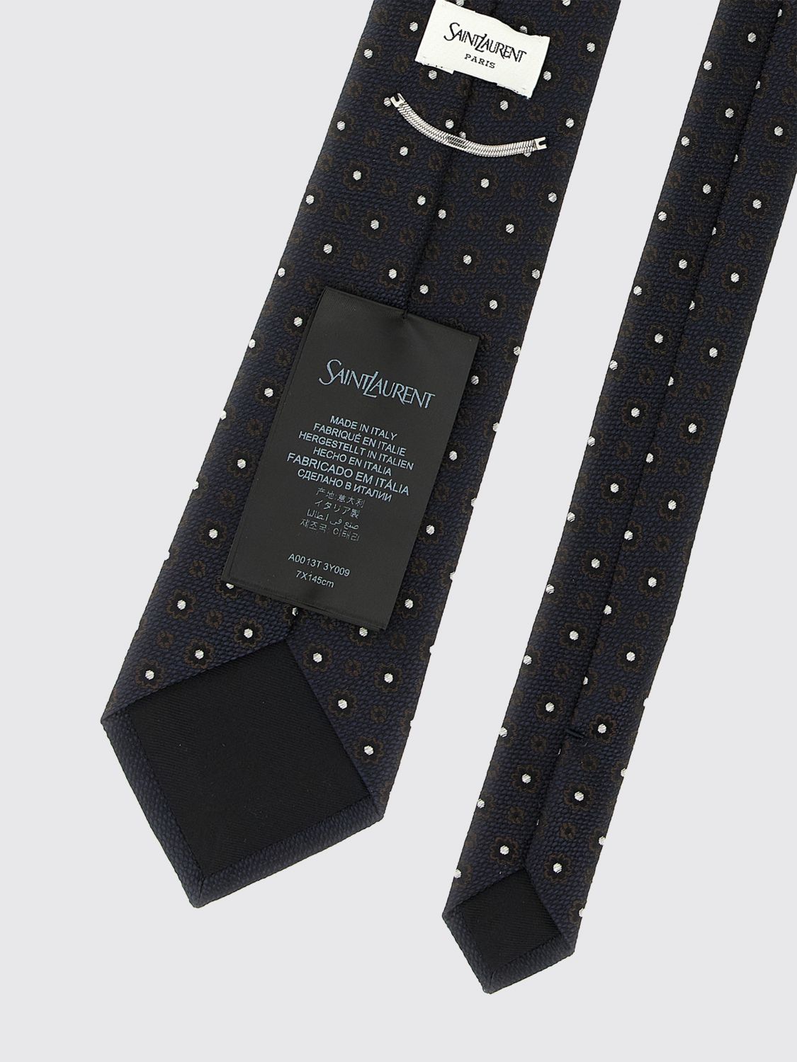 Saint Laurent Men Saint Laurent Polka Dot Tie In 100% Silk For Ceremonial Occasions SAINT LAURENT