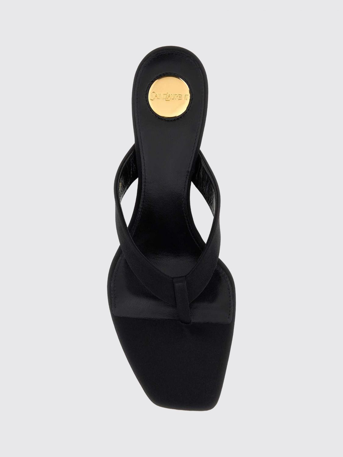 Saint Laurent Women Saint Laurent Frida Satin Thong Mule Sandals With Square Toe And Low Heel SAINT LAURENT