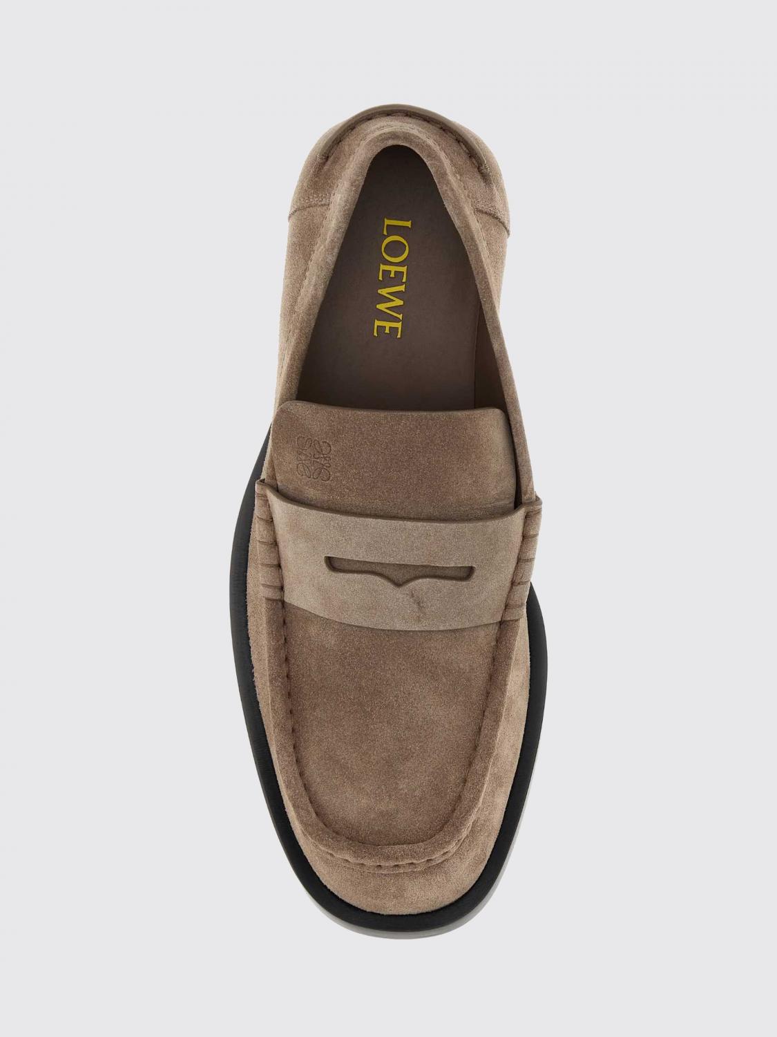 Loewe Men Loewe Bobine Suede Calf Leather Penny Loafers With Leather Sole LOEWE