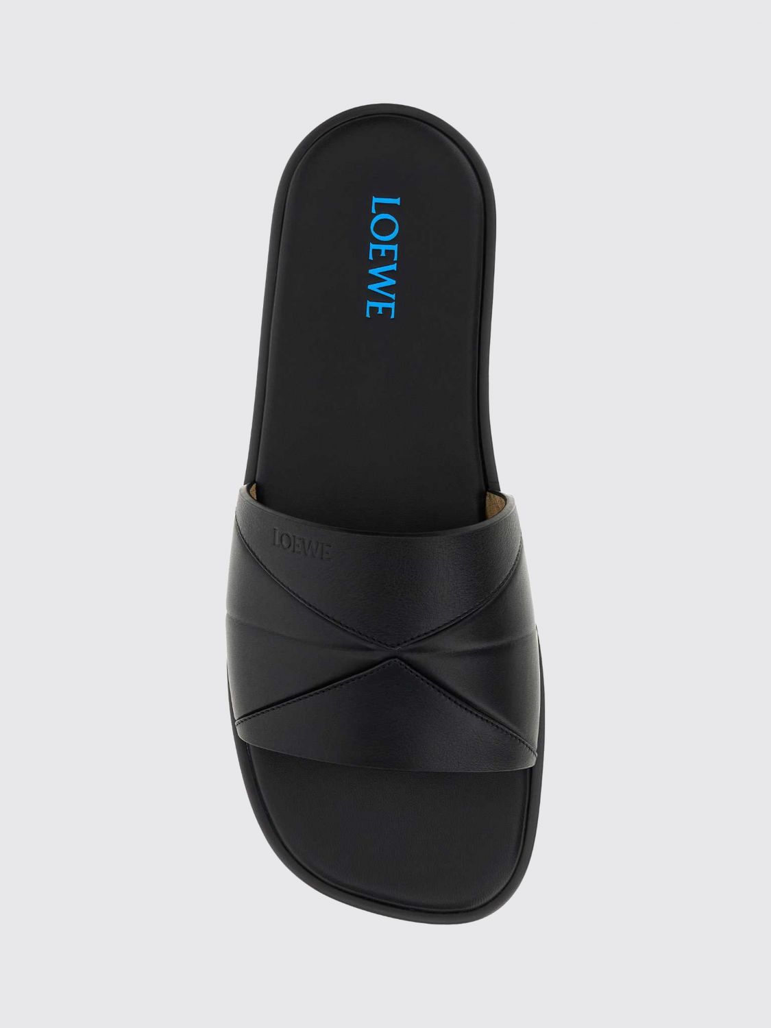 Loewe Men Loewe Origami Smooth Leather Slide Sandals With Embossed Logo LOEWE