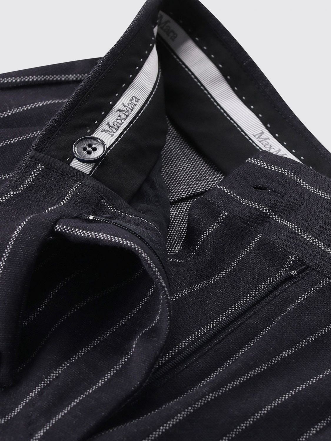 Max Mara Women Max Mara High-Waisted Pinstripe Wide-Leg Trousers In Wool Blend MAX MARA