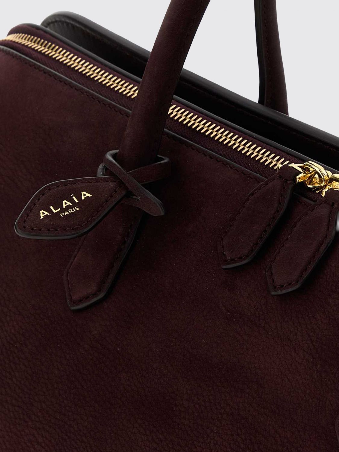 Alai�A Women Delta Medium Nubuck Leather Handbag Alaia With Double Zip And Shoulder Strap ALAIA