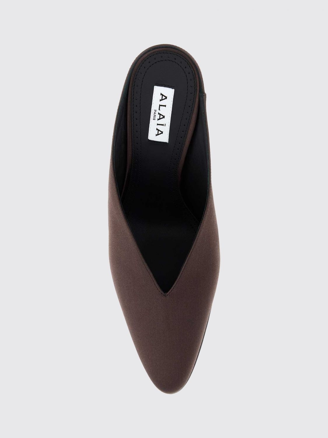 Alaia Women Elegant High-Heeled Mules Alaia In Satin With A Cone Heel And Almond Toe ALAIA