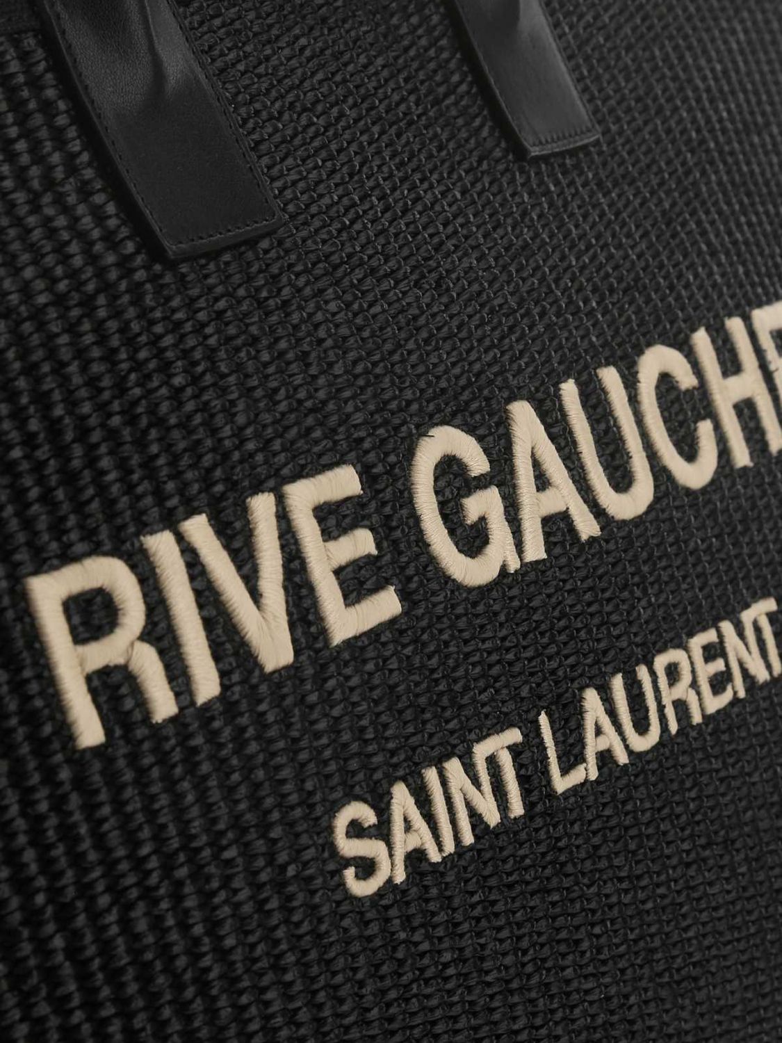 Saint Laurent Men Saint Laurent Rive Gauche Tote Bag In Raffia With Leather Handles And Embroidered Logo SAINT LAURENT
