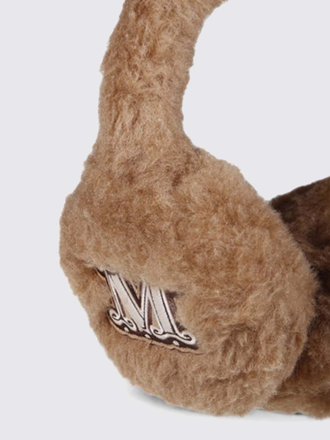 Max Mara Women Max Mara Camel And Silk Earmuffs With Metallic Monogram MAX MARA