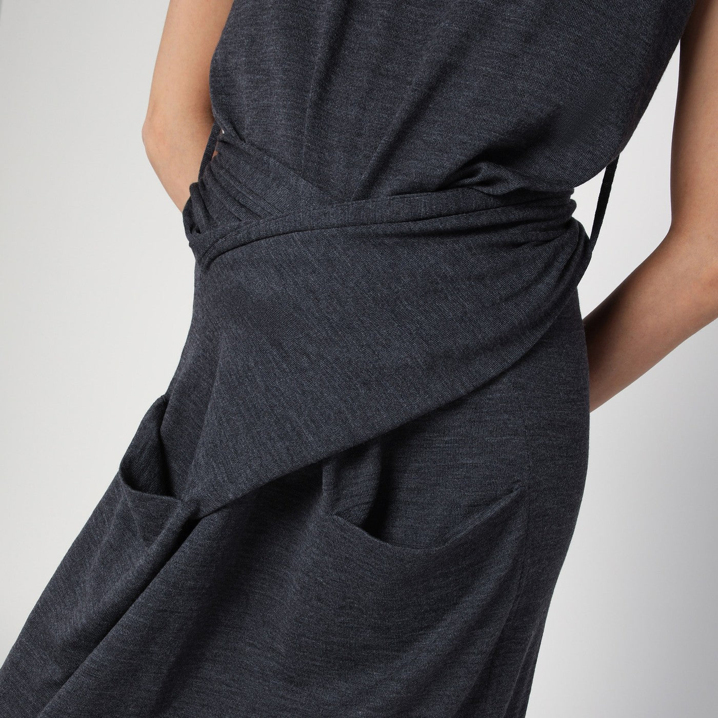 Jil Sander Gray Dress In Wool With Crossover Detail Women JIL SANDER