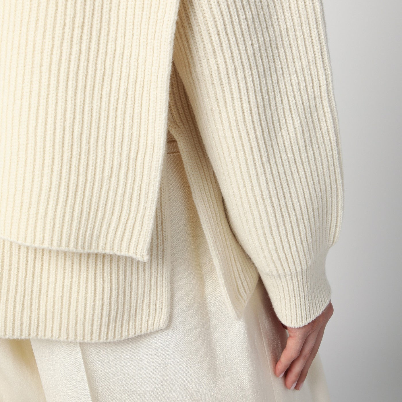 Jil Sander Ivory Sweater In Wool With Scarf Women JIL SANDER