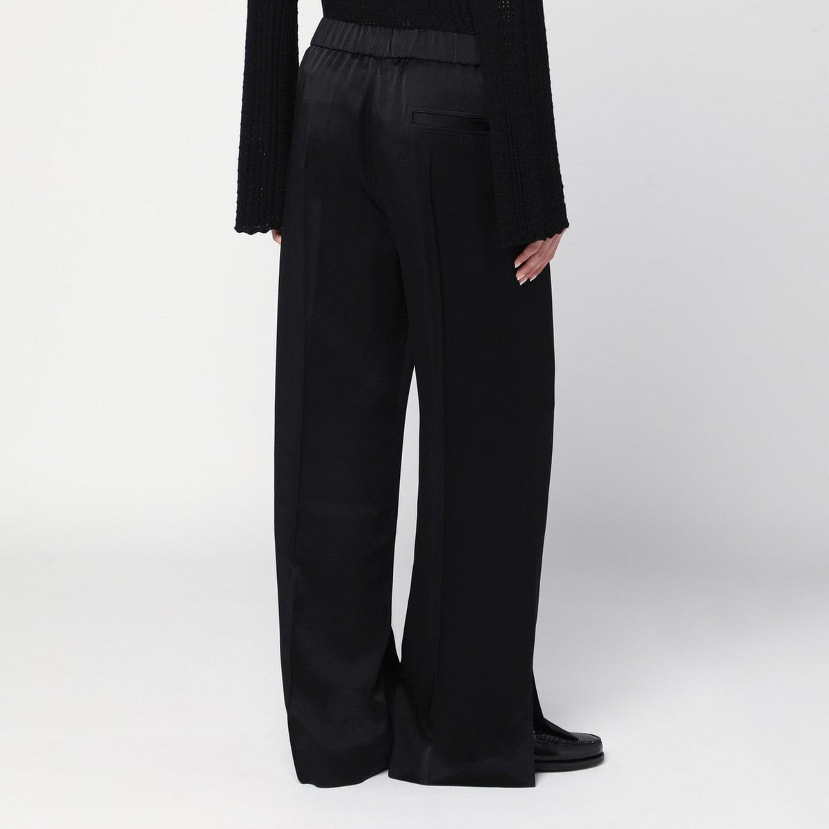 Jil Sander Black Satin Palazzo Pants Women JIL SANDER