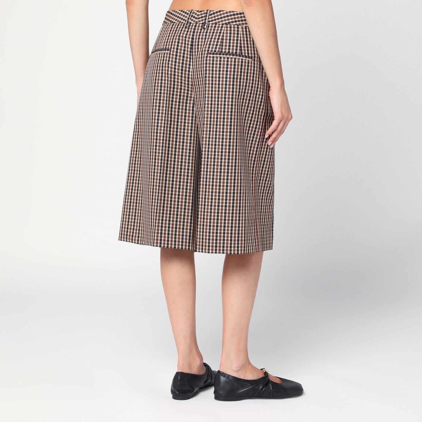 Jil Sander Brown Check Wool Bermuda Shorts Women JIL SANDER