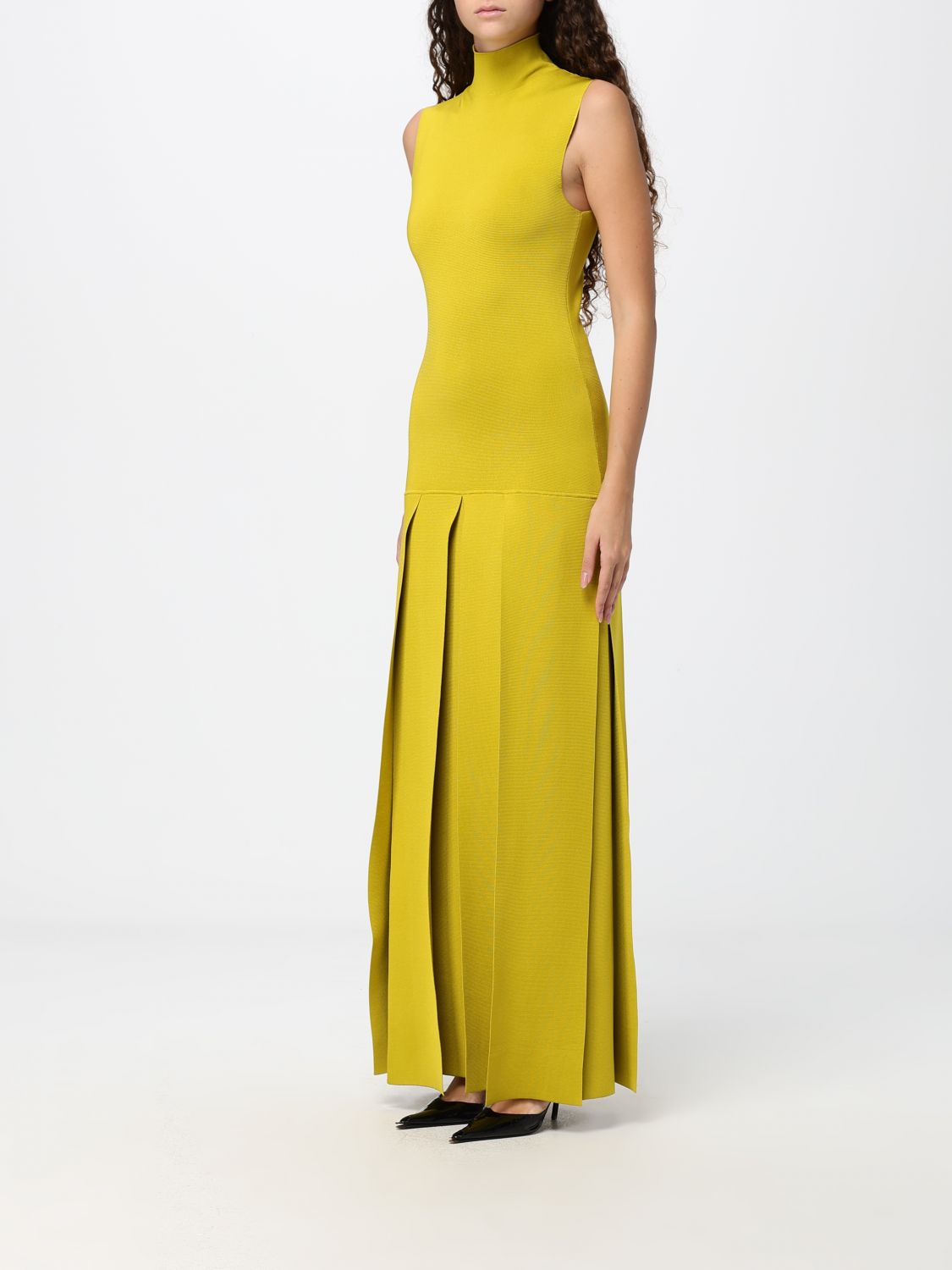 Alaia Women Long Off-The-Shoulder Slim Fit Sheath Dress Alaia In Silk Blend ALAIA